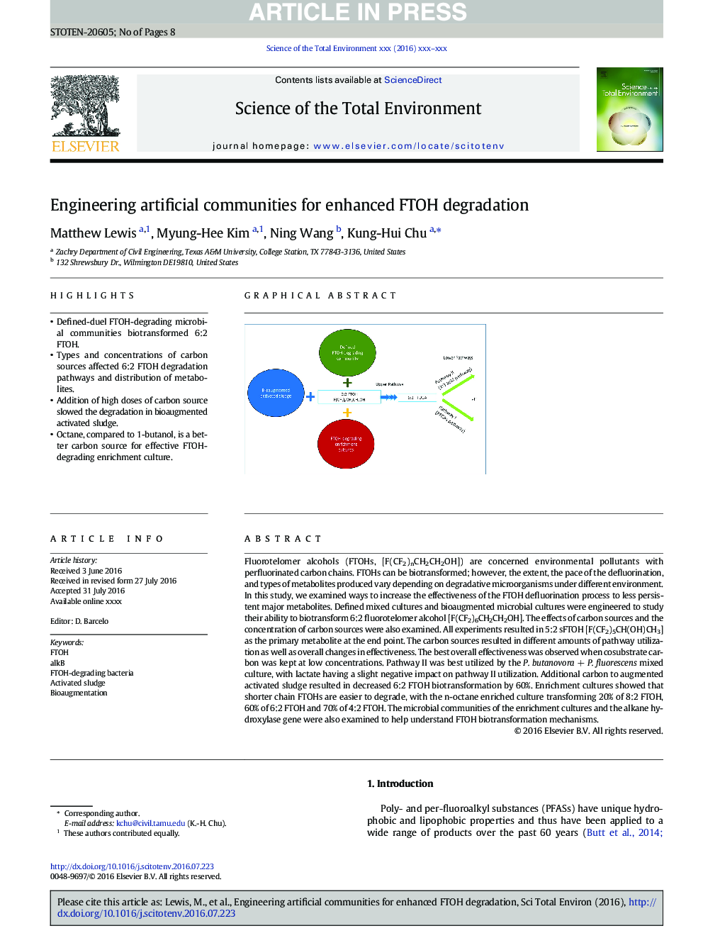 Engineering artificial communities for enhanced FTOH degradation