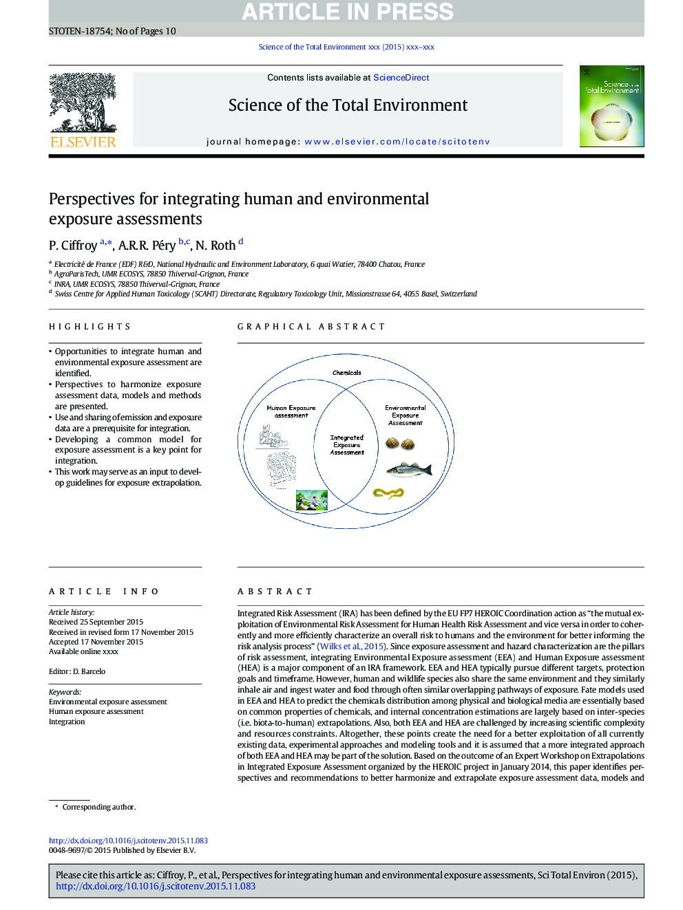 Perspectives for integrating human and environmental exposure assessments
