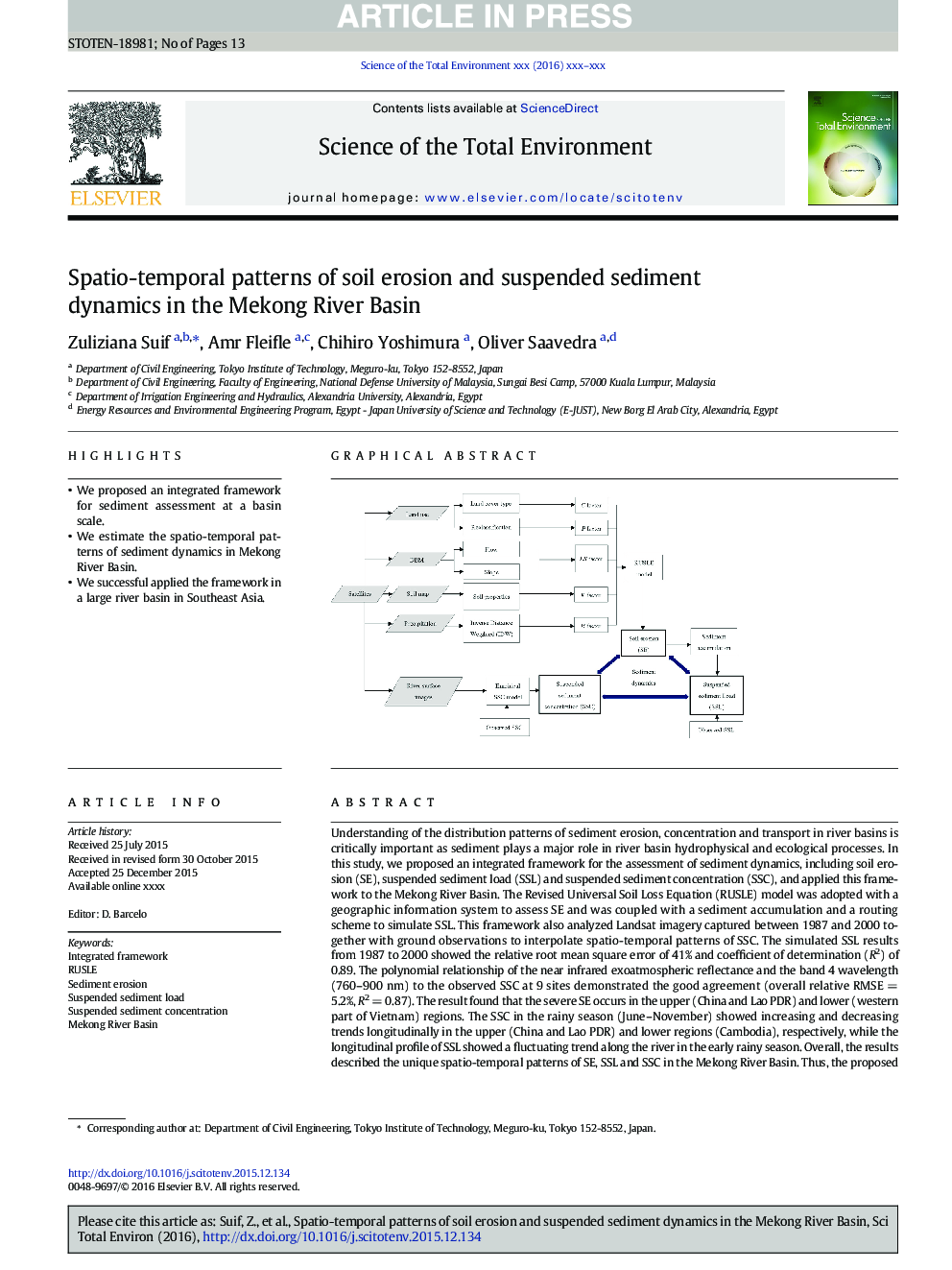 Spatio-temporal patterns of soil erosion and suspended sediment dynamics in the Mekong River Basin