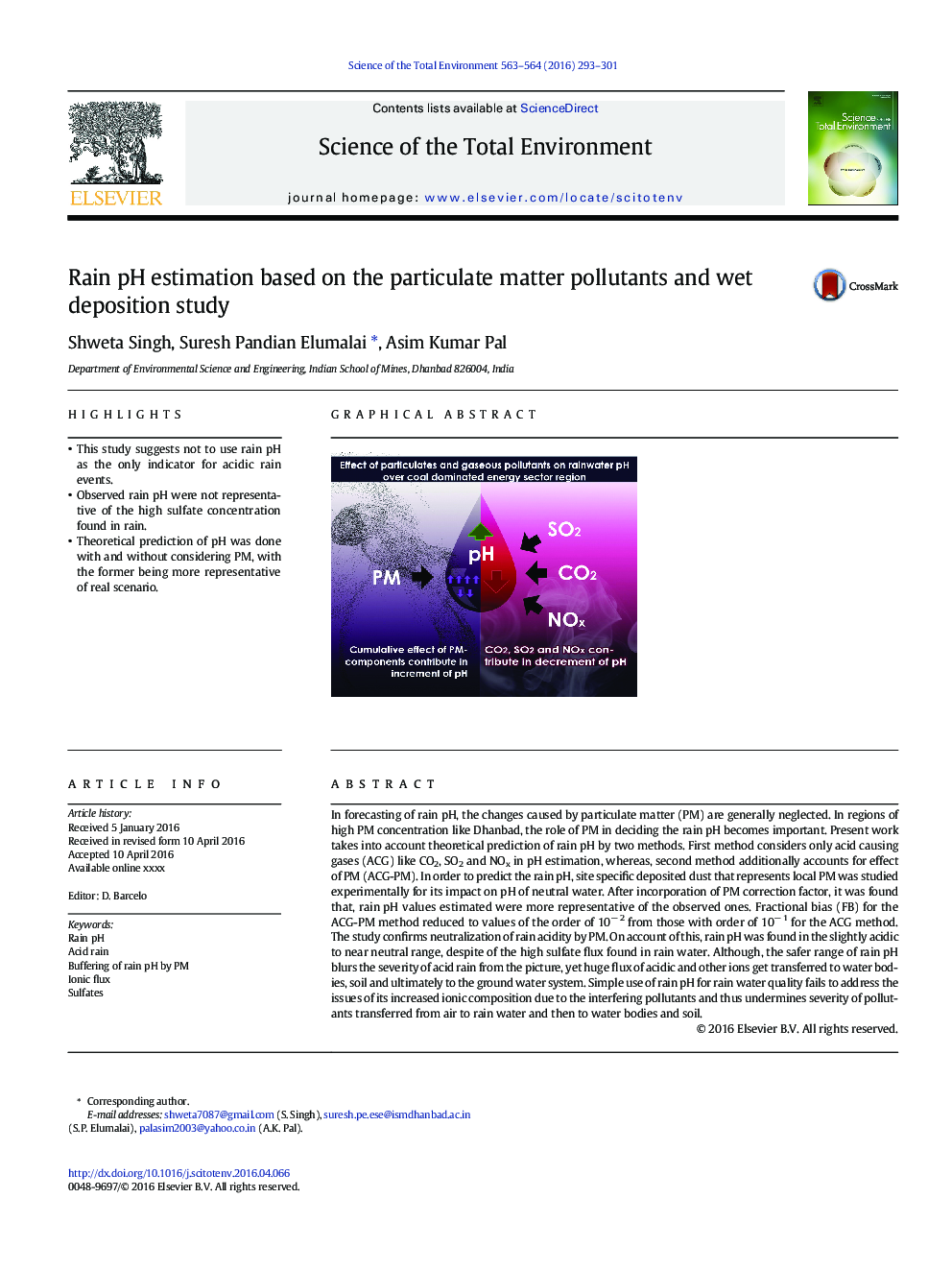 Rain pH estimation based on the particulate matter pollutants and wet deposition study