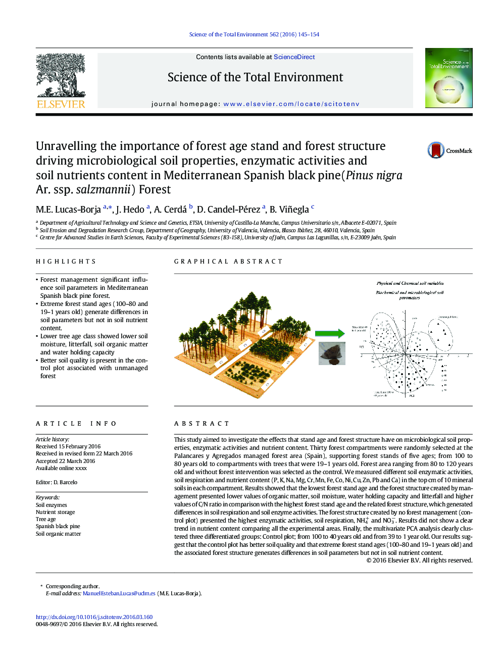 Unravelling the importance of forest age stand and forest structure driving microbiological soil properties, enzymatic activities and soil nutrients content in Mediterranean Spanish black pine(Pinus nigra Ar. ssp. salzmannii) Forest