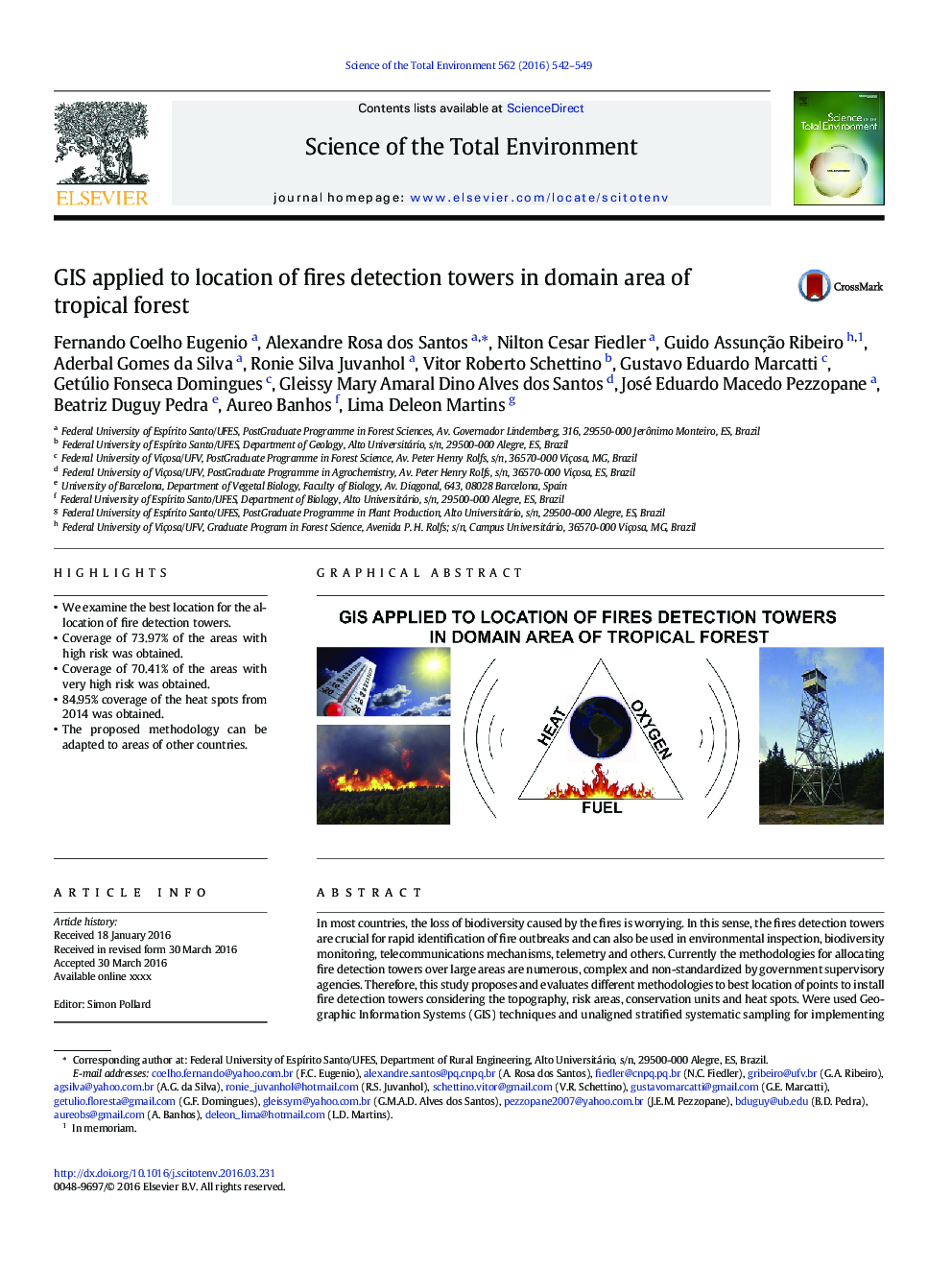 GIS applied to location of fires detection towers in domain area of tropical forest