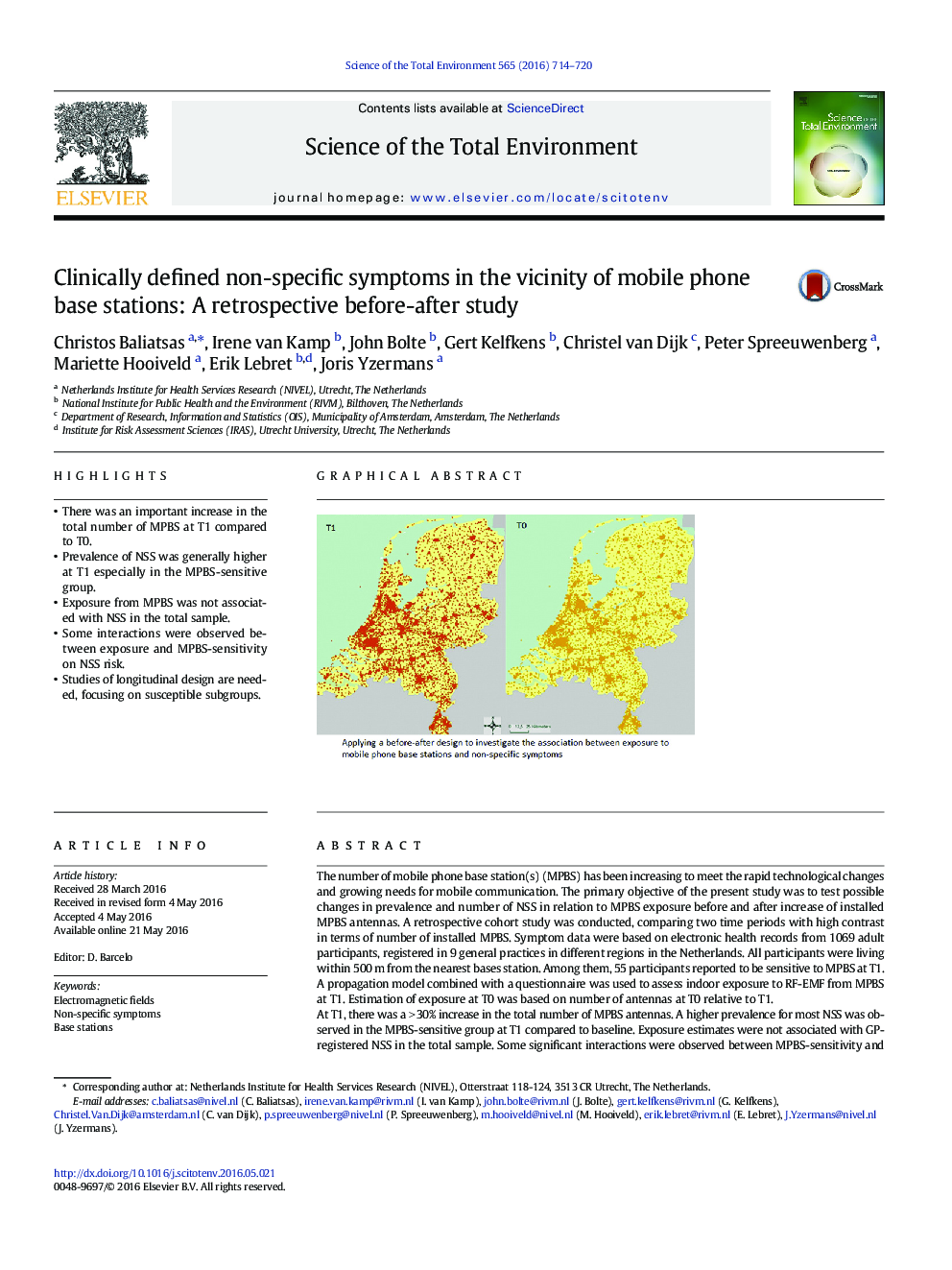 Clinically defined non-specific symptoms in the vicinity of mobile phone base stations: A retrospective before-after study