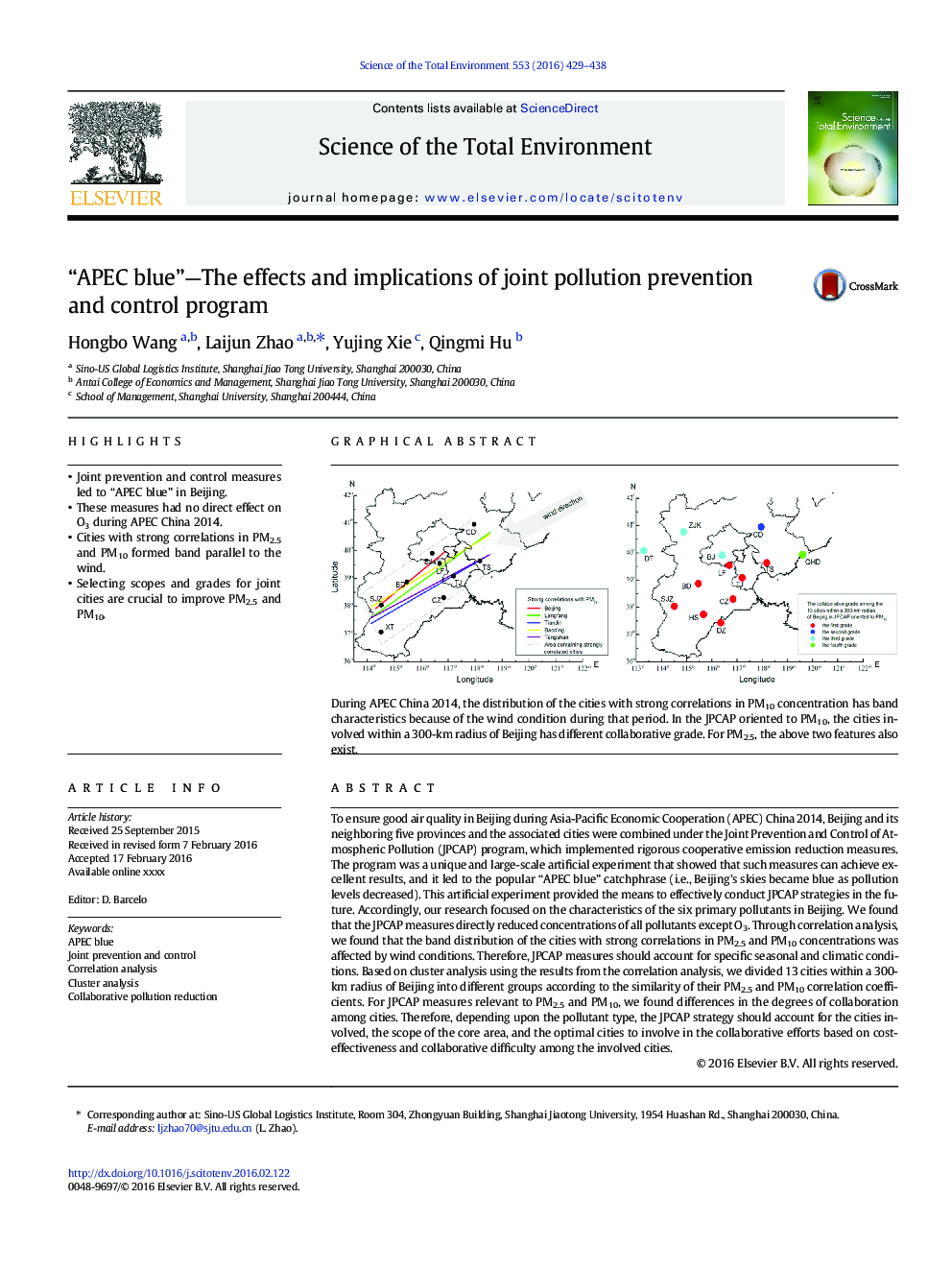 “APEC blue”-The effects and implications of joint pollution prevention and control program