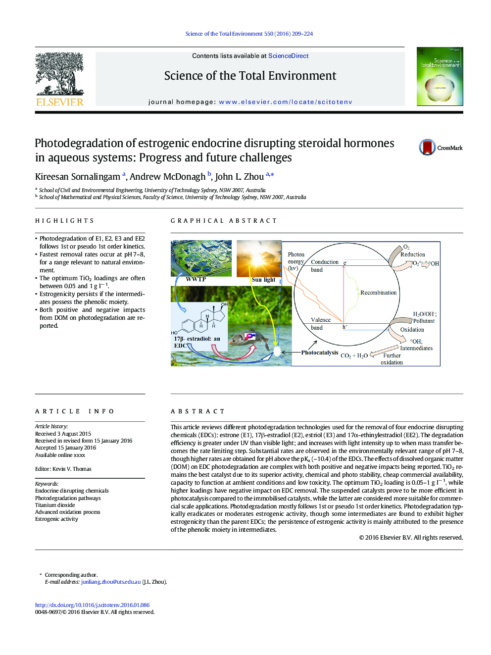 Photodegradation of estrogenic endocrine disrupting steroidal hormones in aqueous systems: Progress and future challenges