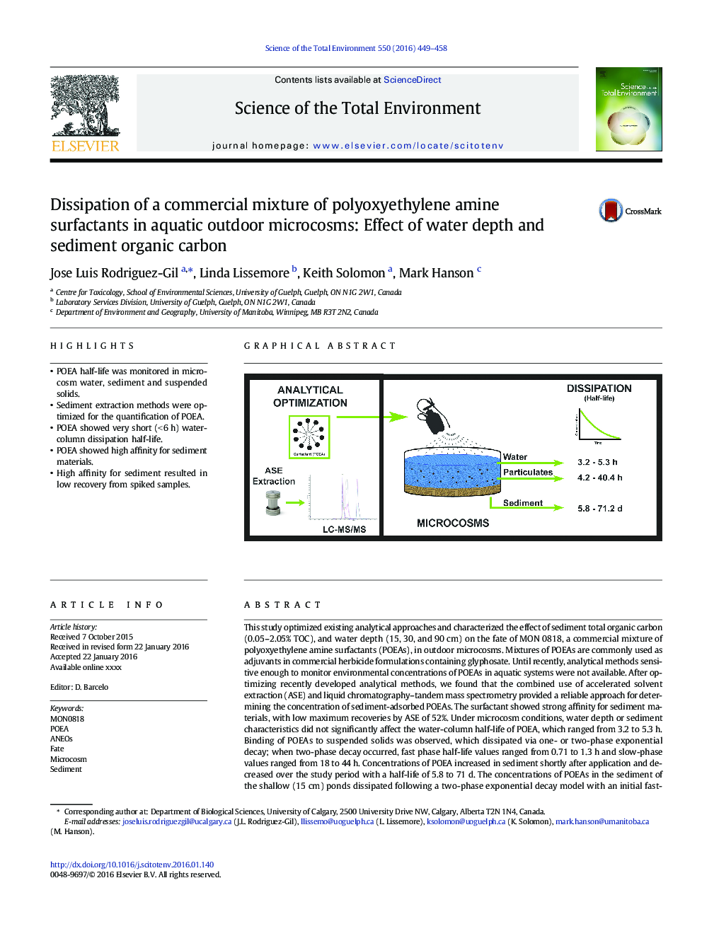 جداسازی یک مخلوط تجاری از سوراخهای فعال پلی اتیلن آمین در میکروکوزوم های دریایی آبزی: اثر عمق آب و کربن آلی رسوب 