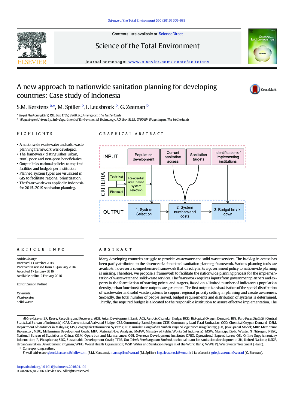 A new approach to nationwide sanitation planning for developing countries: Case study of Indonesia