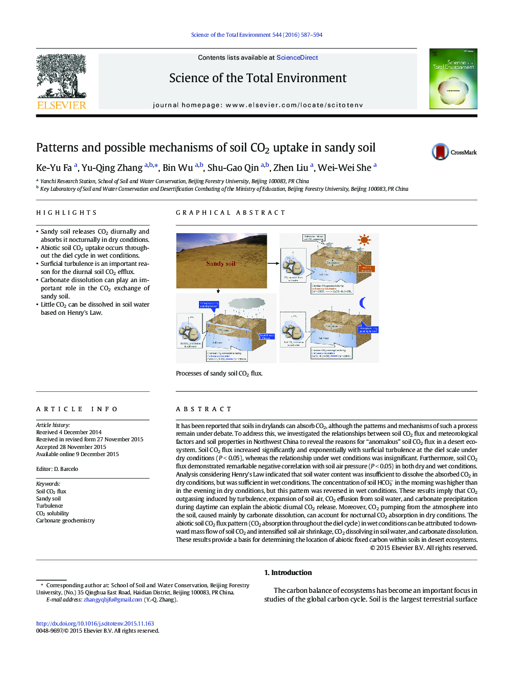 Patterns and possible mechanisms of soil CO2 uptake in sandy soil