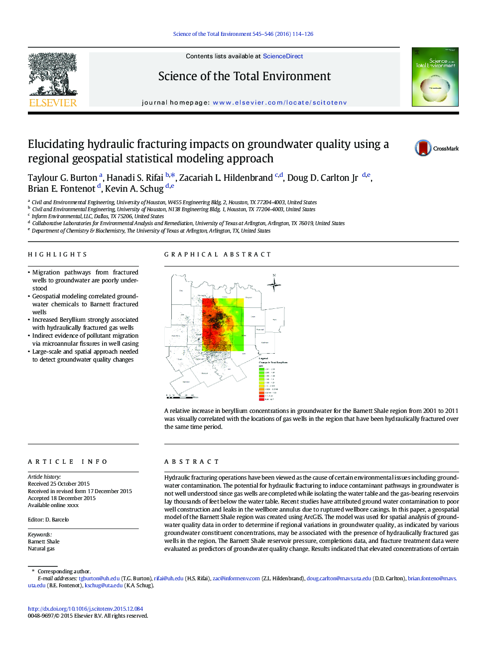 Elucidating hydraulic fracturing impacts on groundwater quality using a regional geospatial statistical modeling approach