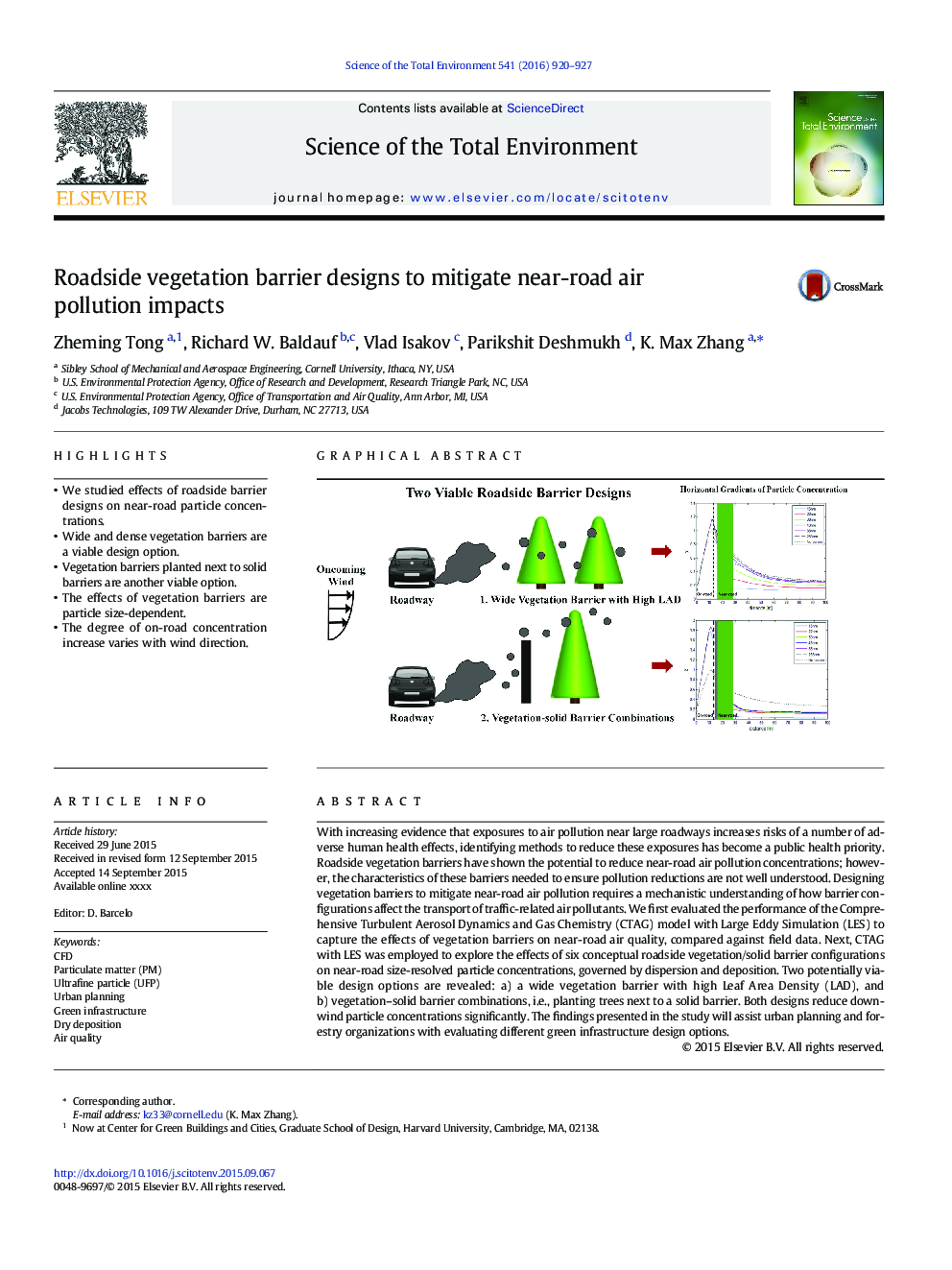 Roadside vegetation barrier designs to mitigate near-road air pollution impacts