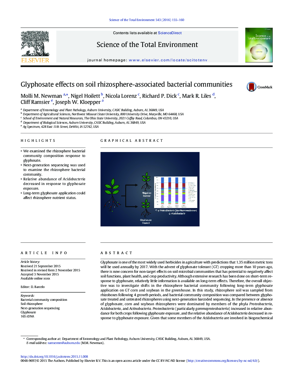 Glyphosate effects on soil rhizosphere-associated bacterial communities