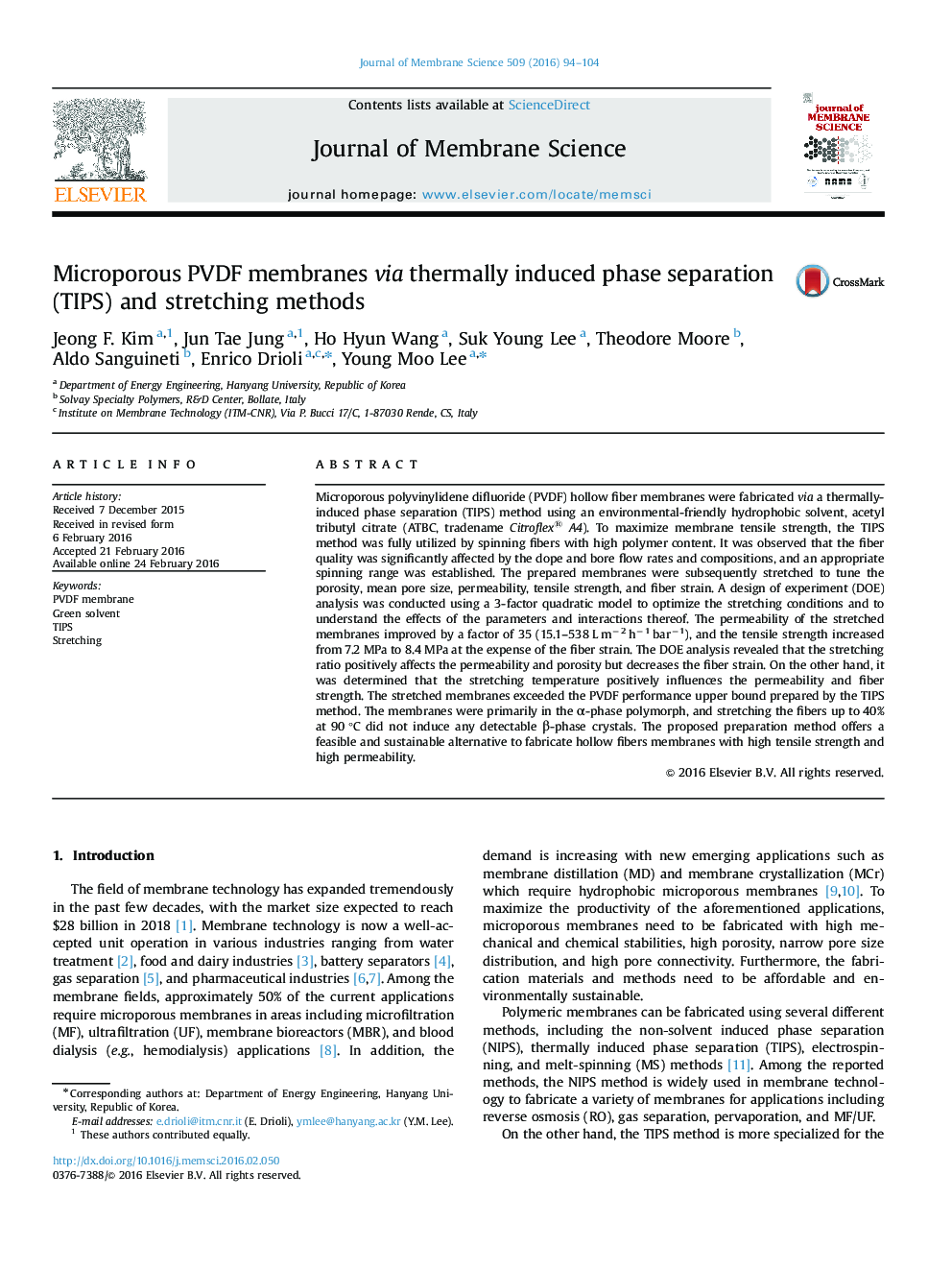 Microporous PVDF membranes via thermally induced phase separation (TIPS) and stretching methods