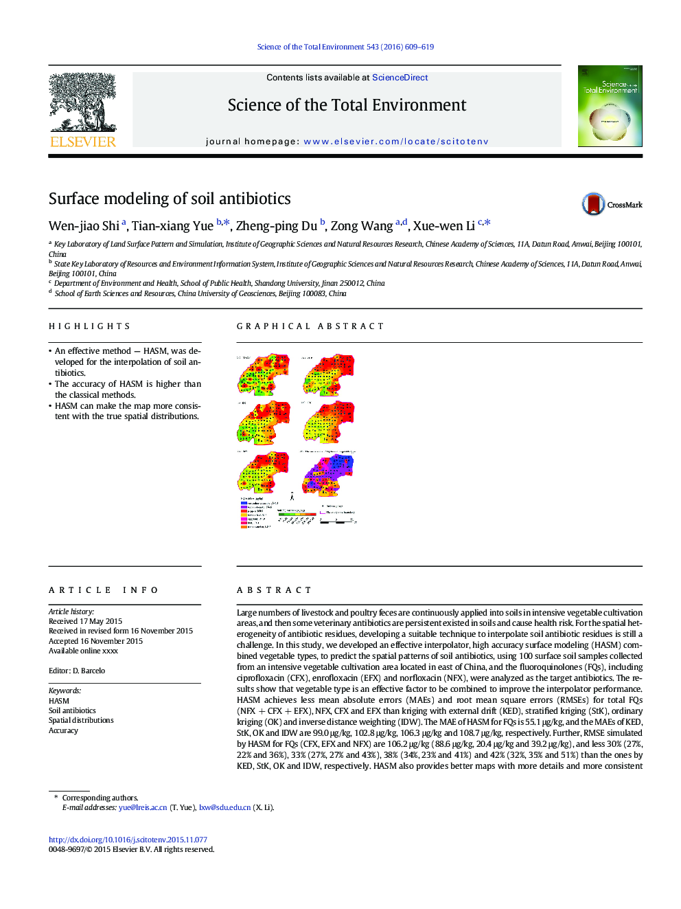 Surface modeling of soil antibiotics