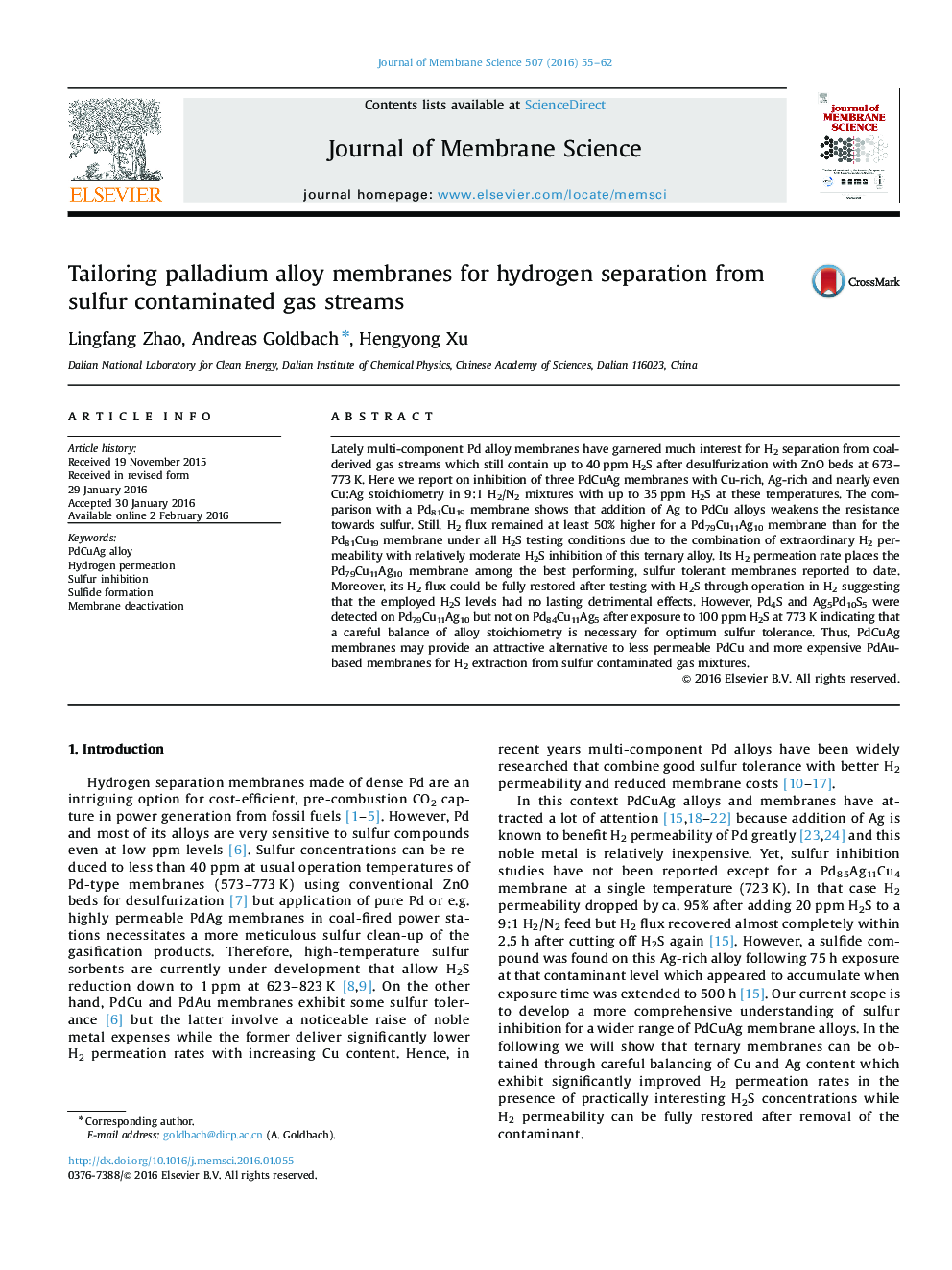 Tailoring palladium alloy membranes for hydrogen separation from sulfur contaminated gas streams