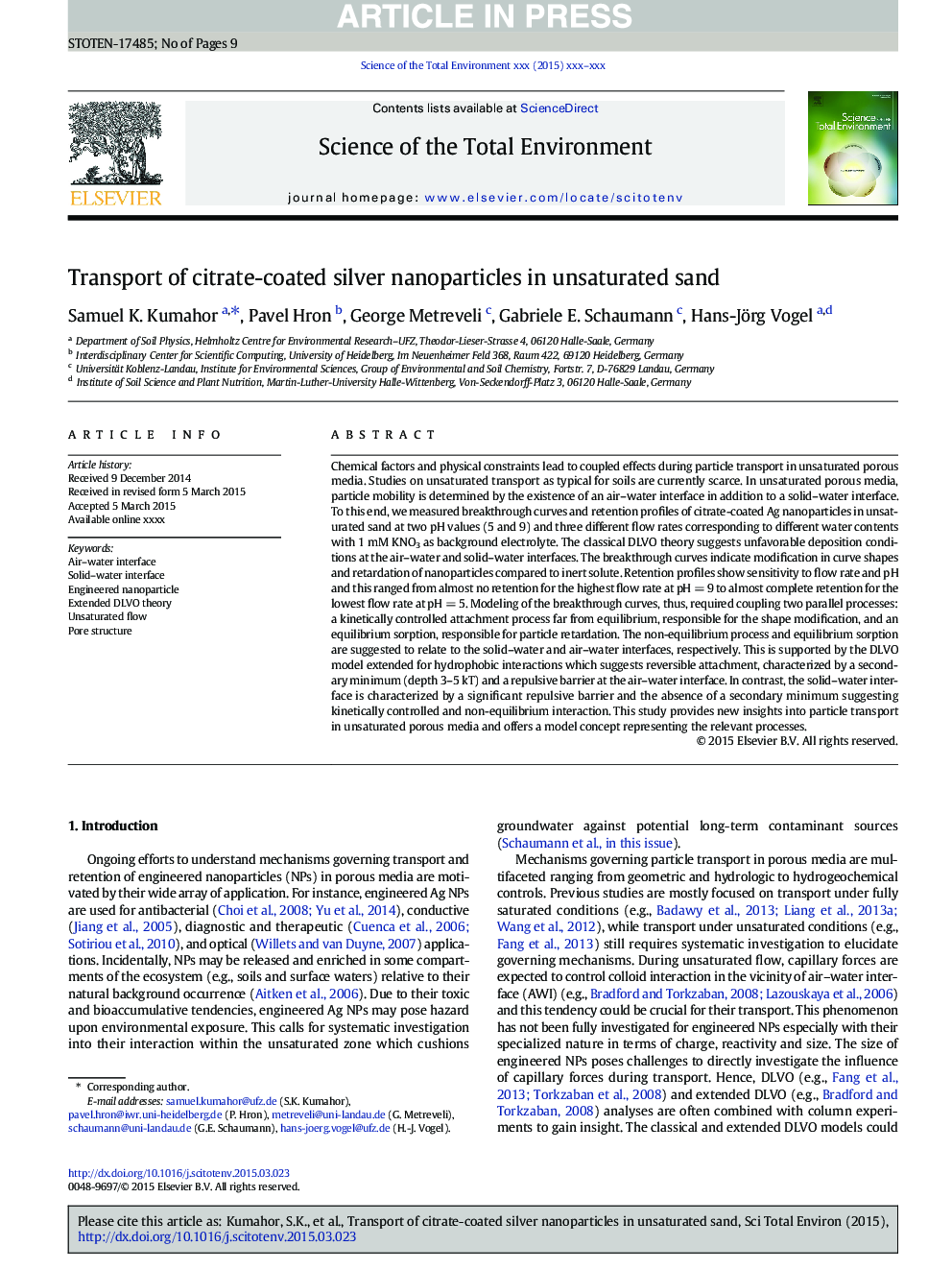 Transport of citrate-coated silver nanoparticles in unsaturated sand