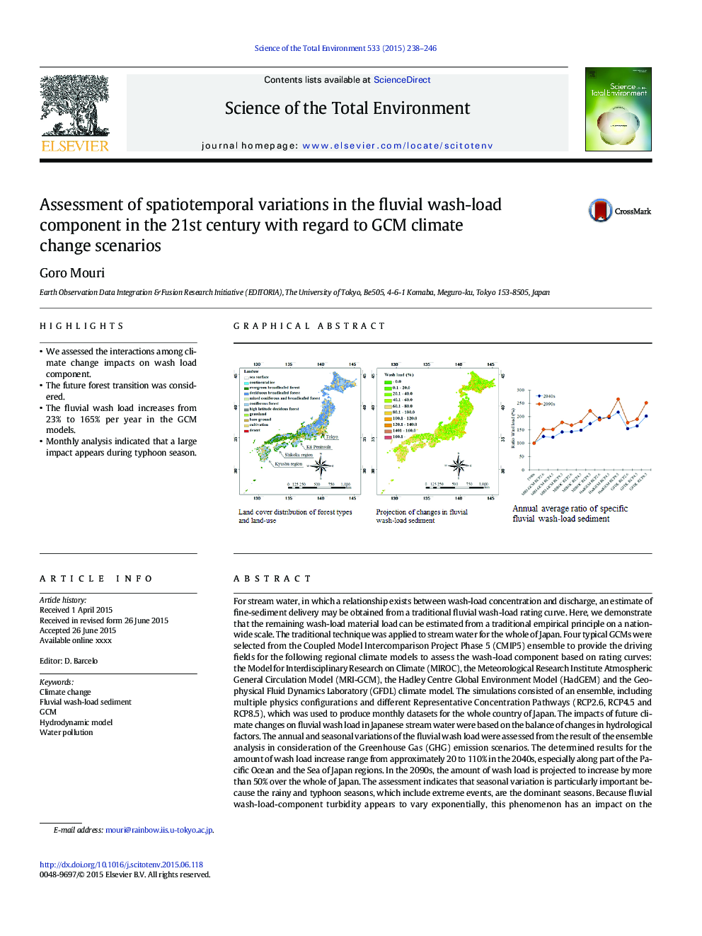 Assessment of spatiotemporal variations in the fluvial wash-load component in the 21st century with regard to GCM climate change scenarios