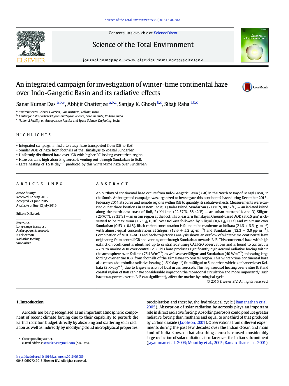 An integrated campaign for investigation of winter-time continental haze over Indo-Gangetic Basin and its radiative effects