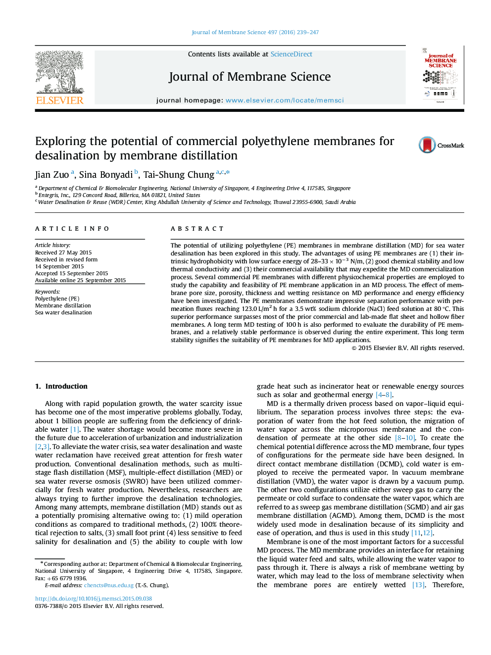 Exploring the potential of commercial polyethylene membranes for desalination by membrane distillation