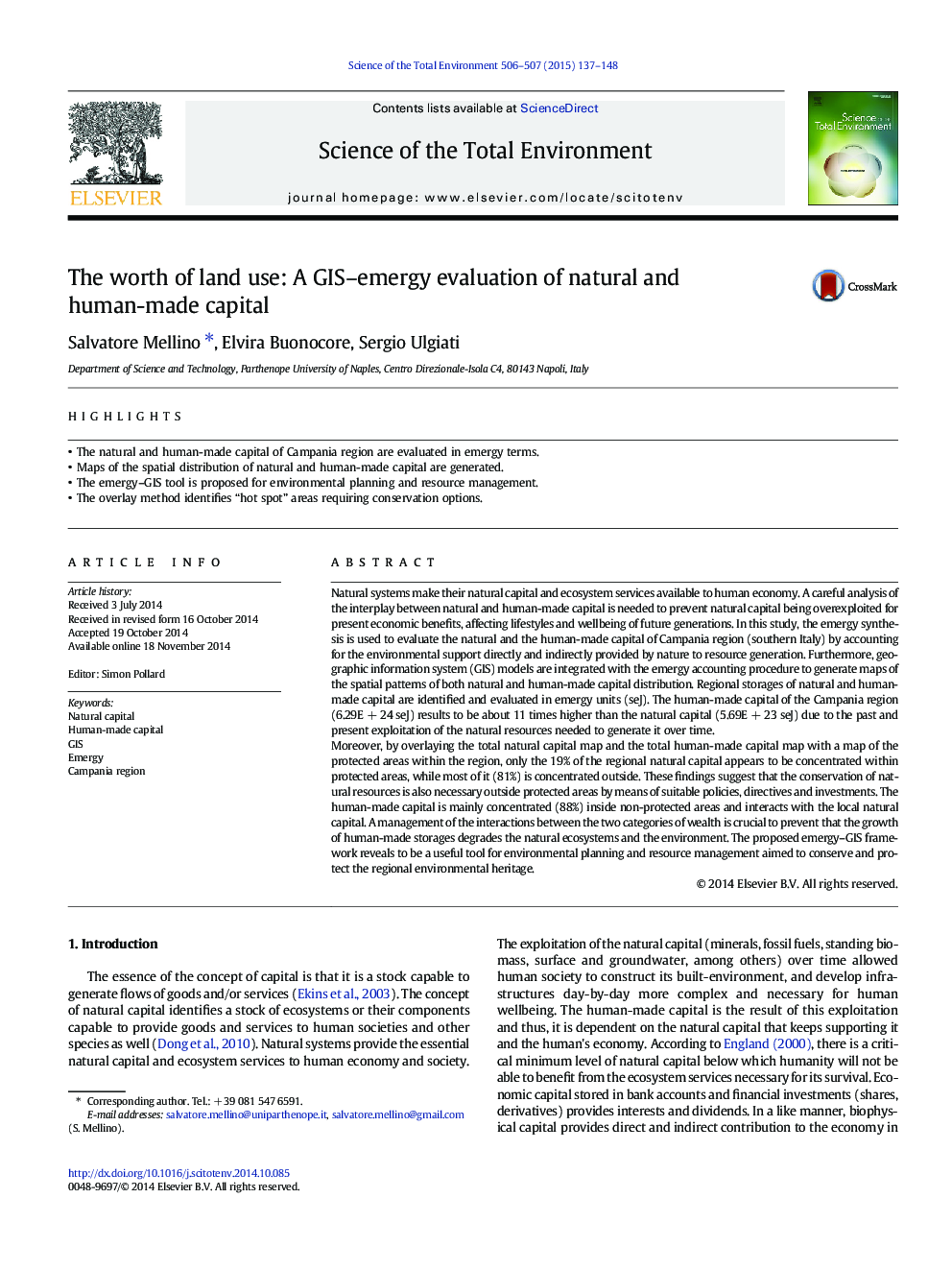 The worth of land use: A GIS-emergy evaluation of natural and human-made capital