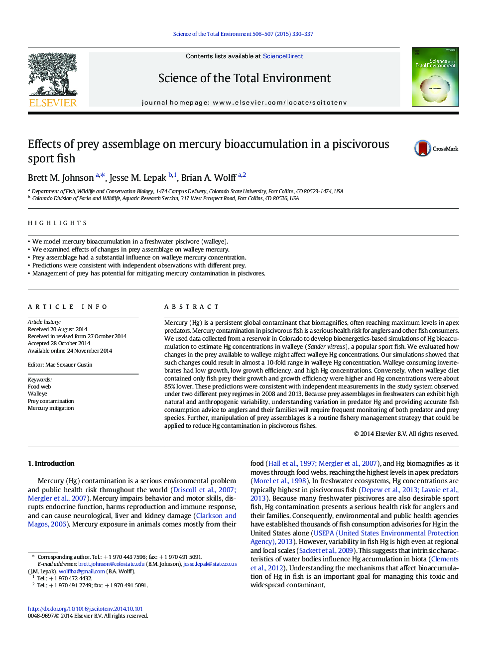 Effects of prey assemblage on mercury bioaccumulation in a piscivorous sport fish