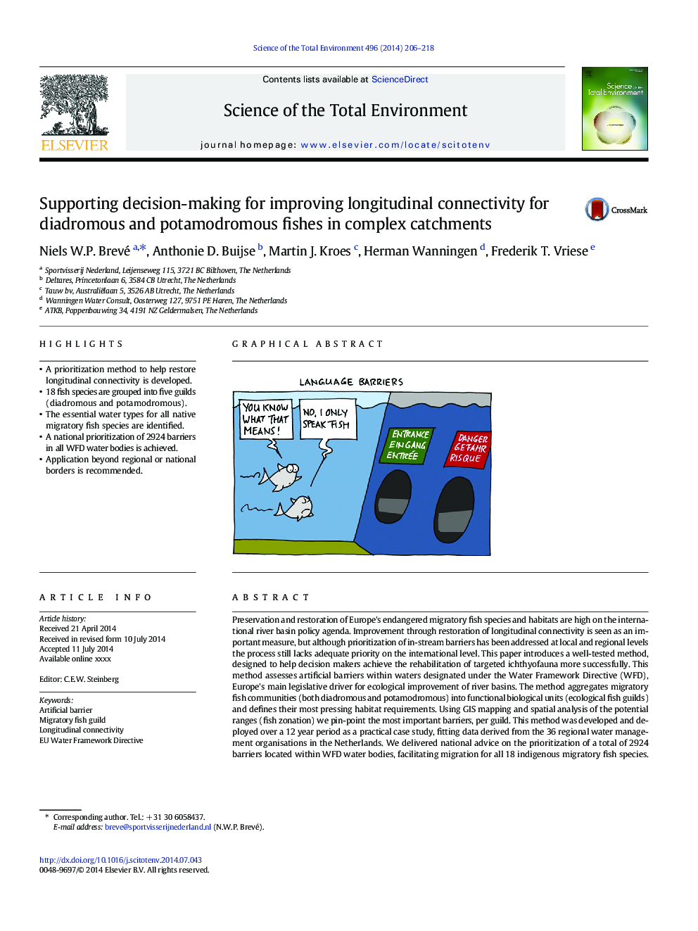 Supporting decision-making for improving longitudinal connectivity for diadromous and potamodromous fishes in complex catchments