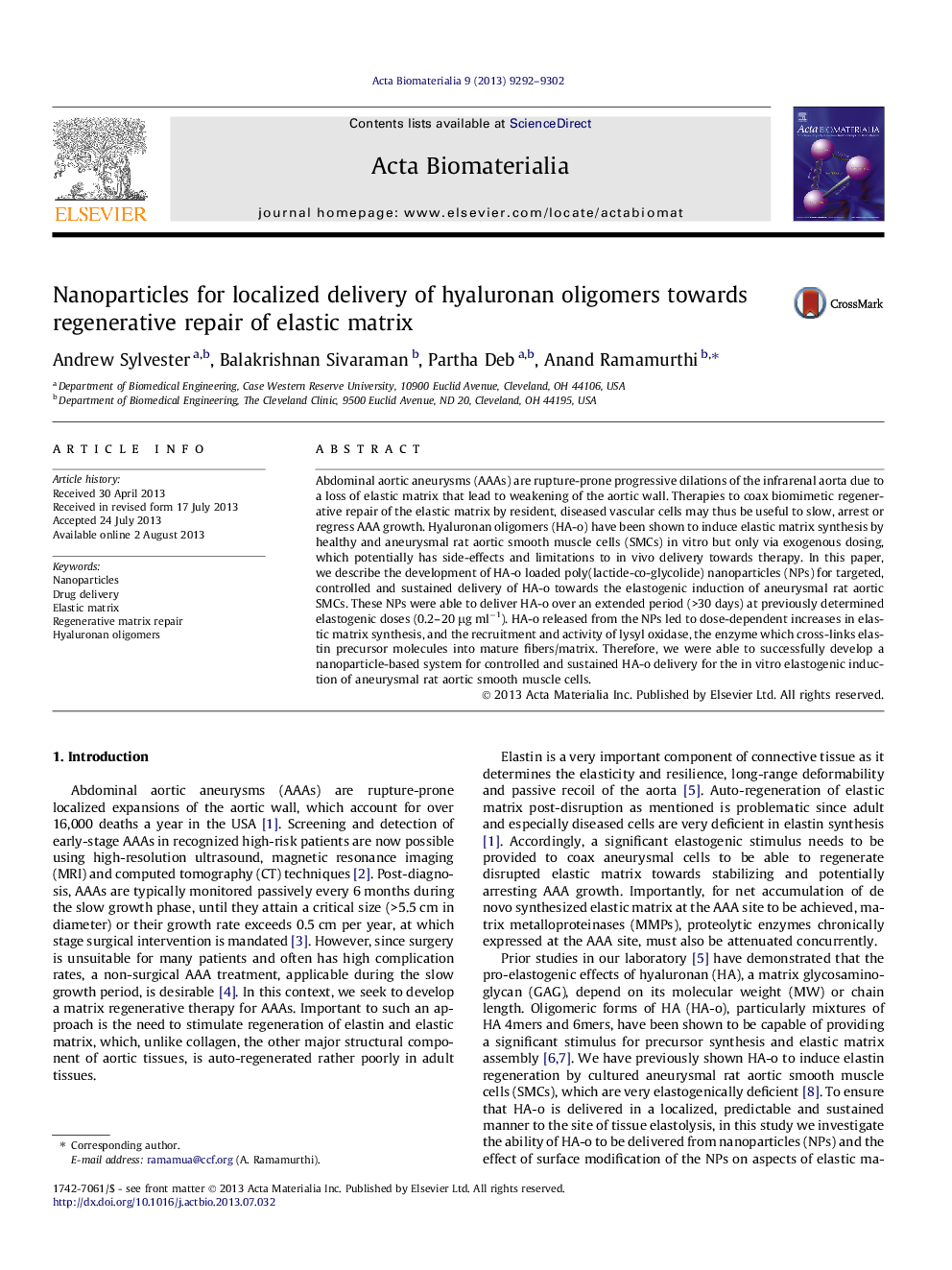 Nanoparticles for localized delivery of hyaluronan oligomers towards regenerative repair of elastic matrix