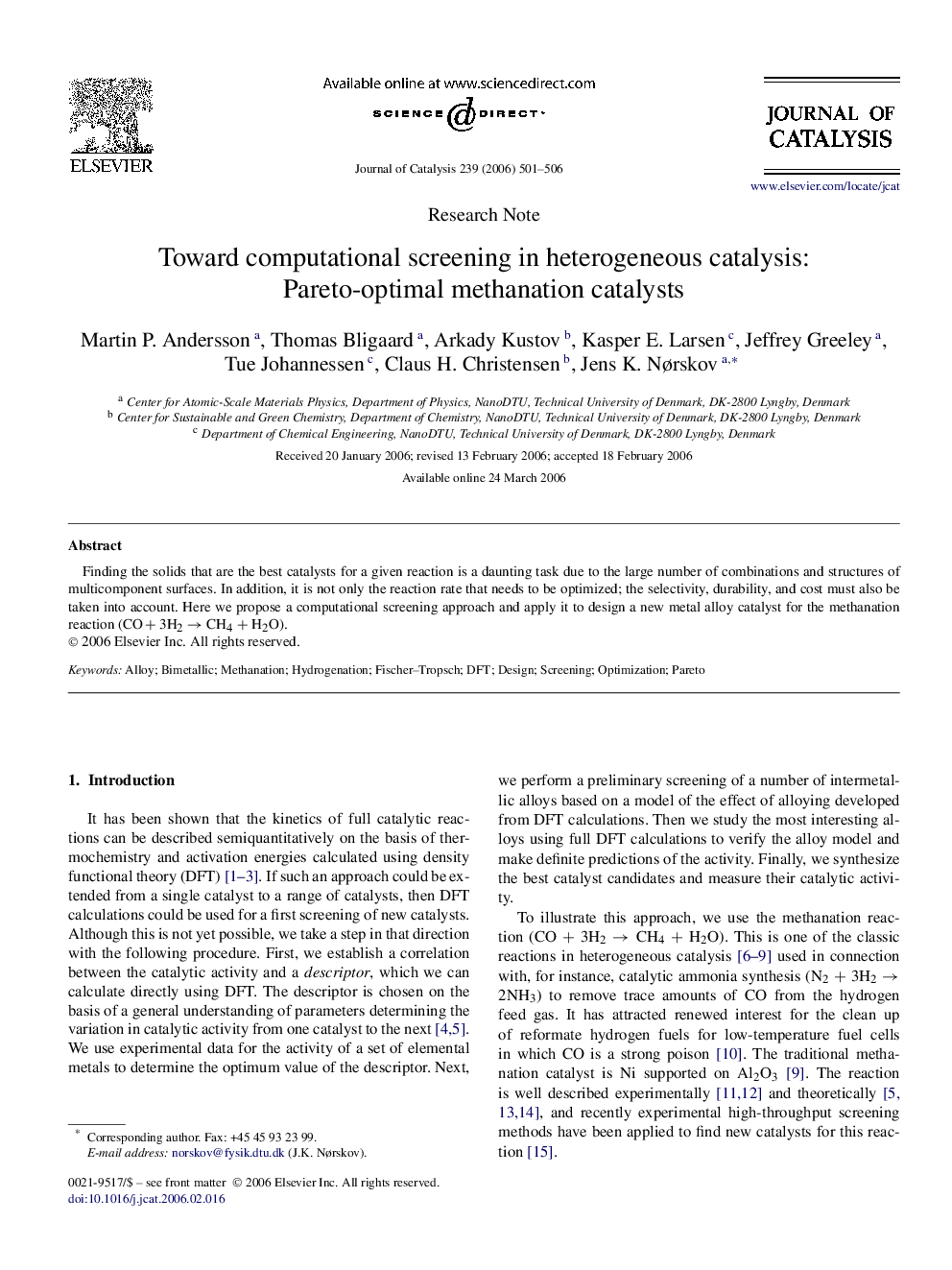 Toward computational screening in heterogeneous catalysis: Pareto-optimal methanation catalysts