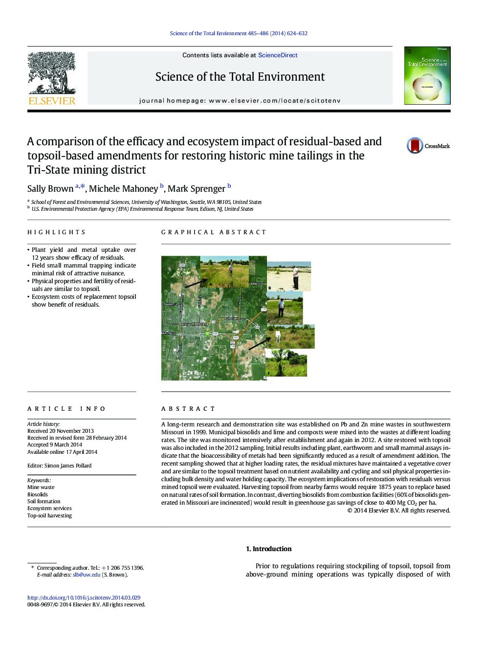 A comparison of the efficacy and ecosystem impact of residual-based and topsoil-based amendments for restoring historic mine tailings in the Tri-State mining district