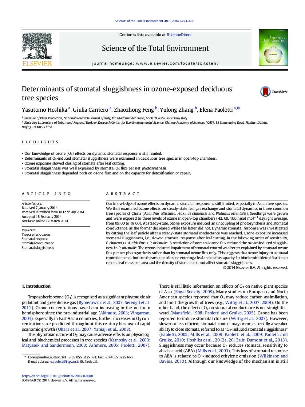 Determinants of stomatal sluggishness in ozone-exposed deciduous tree species