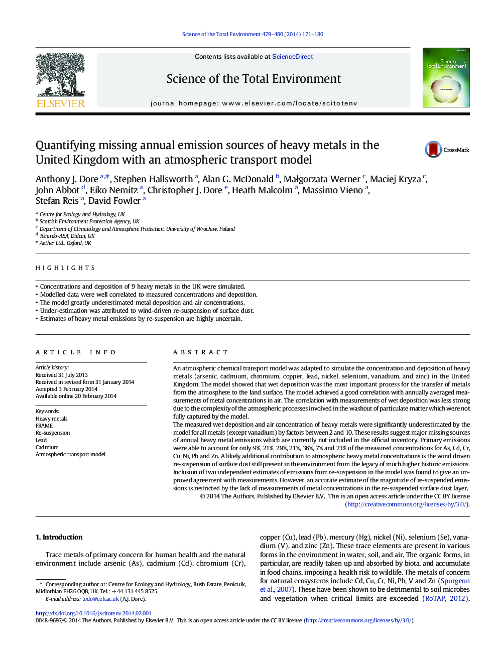 Quantifying missing annual emission sources of heavy metals in the United Kingdom with an atmospheric transport model