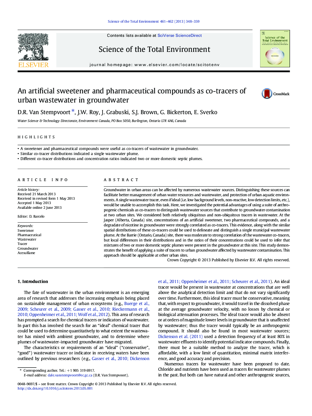 An artificial sweetener and pharmaceutical compounds as co-tracers of urban wastewater in groundwater