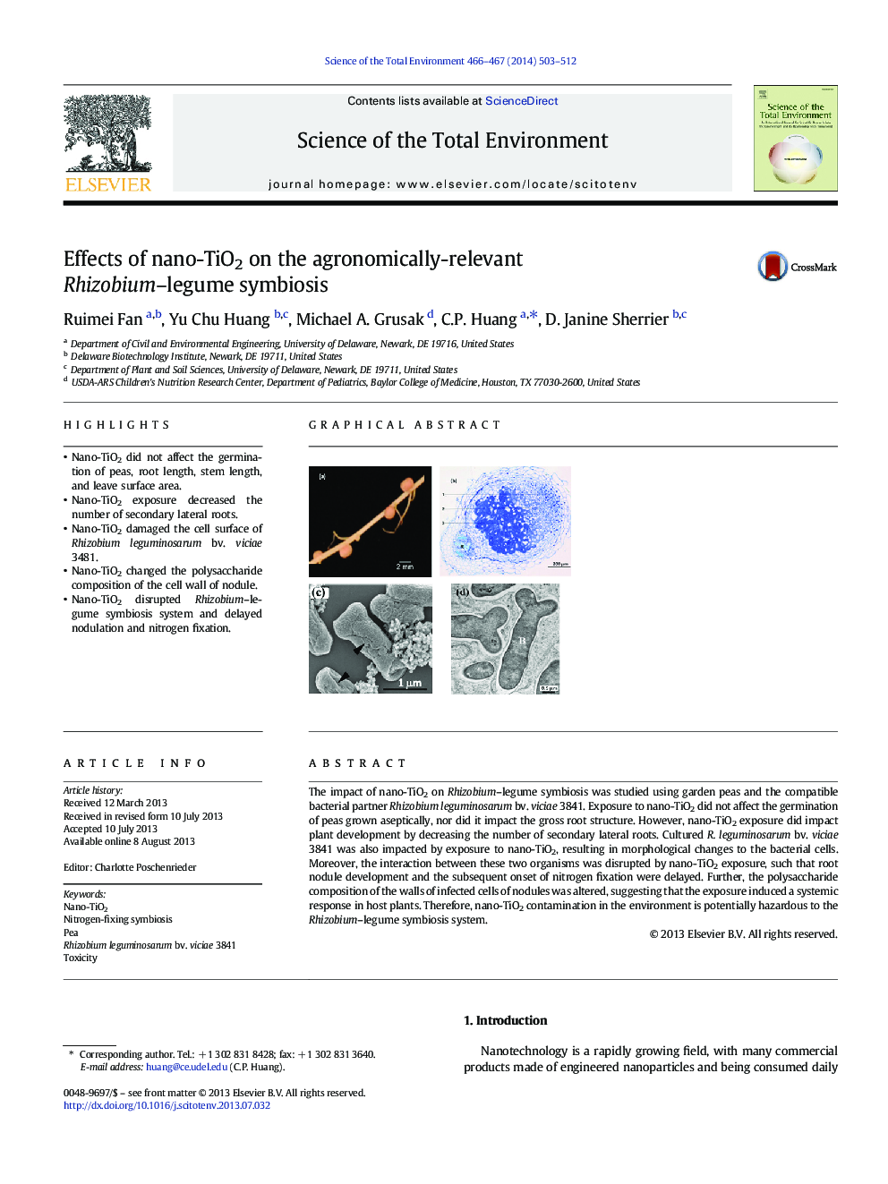 Effects of nano-TiO2 on the agronomically-relevant Rhizobium-legume symbiosis