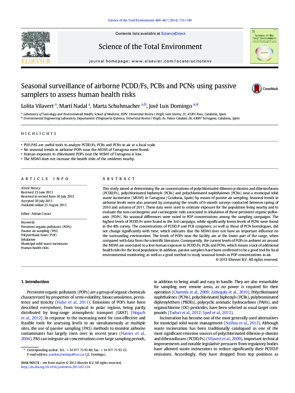 Seasonal surveillance of airborne PCDD/Fs, PCBs and PCNs using passive samplers to assess human health risks