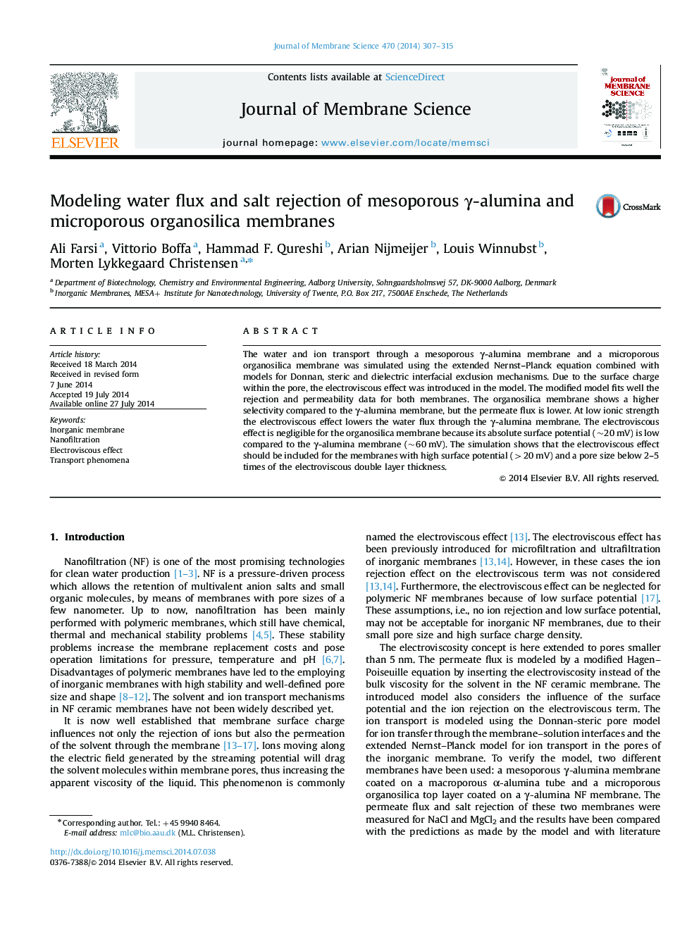 Modeling water flux and salt rejection of mesoporous γ-alumina and microporous organosilica membranes