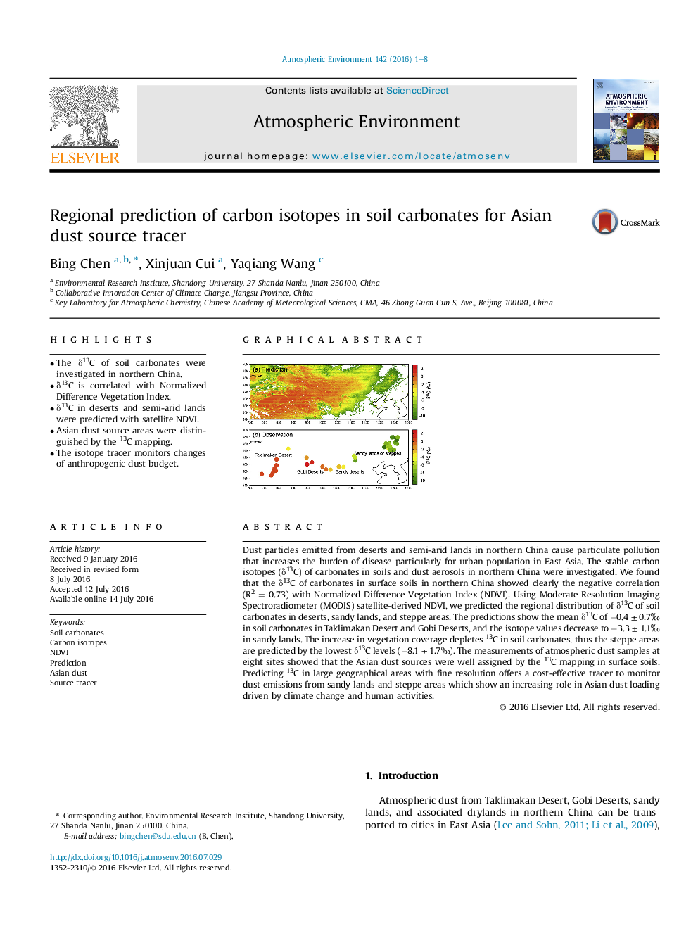 Regional prediction of carbon isotopes in soil carbonates for Asian dust source tracer