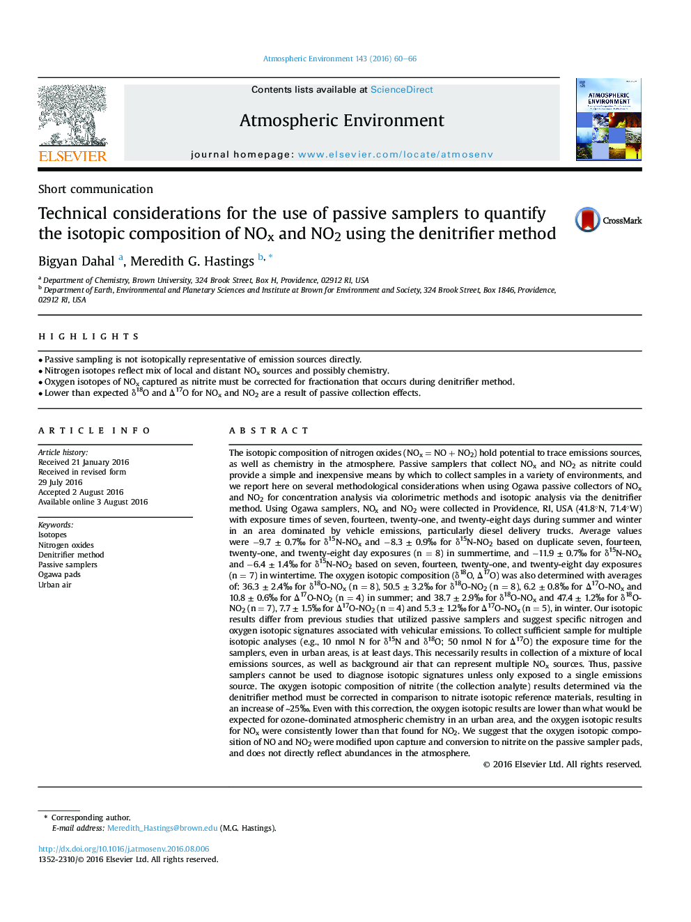 Technical considerations for the use of passive samplers to quantify the isotopic composition of NOx and NO2 using the denitrifier method