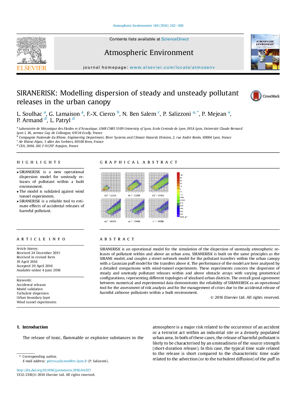 SIRANERISK: Modelling dispersion of steady and unsteady pollutant releases in the urban canopy