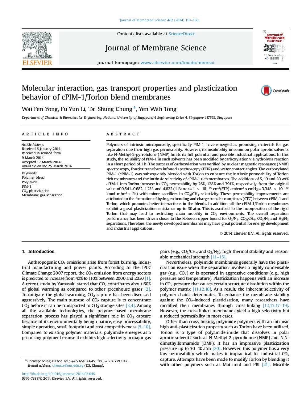 Molecular interaction, gas transport properties and plasticization behavior of cPIM-1/Torlon blend membranes