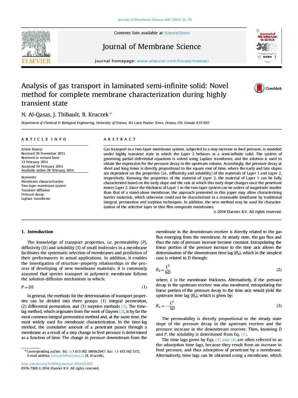 Analysis of gas transport in laminated semi-infinite solid: Novel method for complete membrane characterization during highly transient state