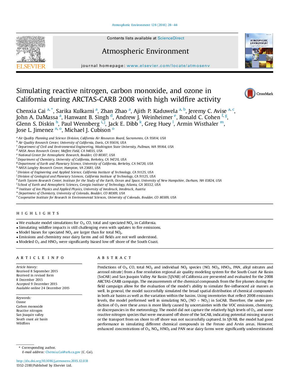 Simulating reactive nitrogen, carbon monoxide, and ozone in California during ARCTAS-CARB 2008 with high wildfire activity