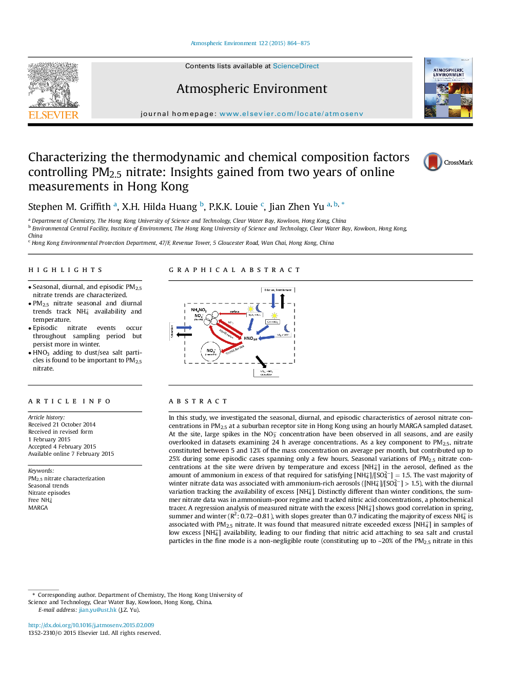 Characterizing the thermodynamic and chemical composition factors controlling PM2.5 nitrate: Insights gained from two years of online measurements in Hong Kong