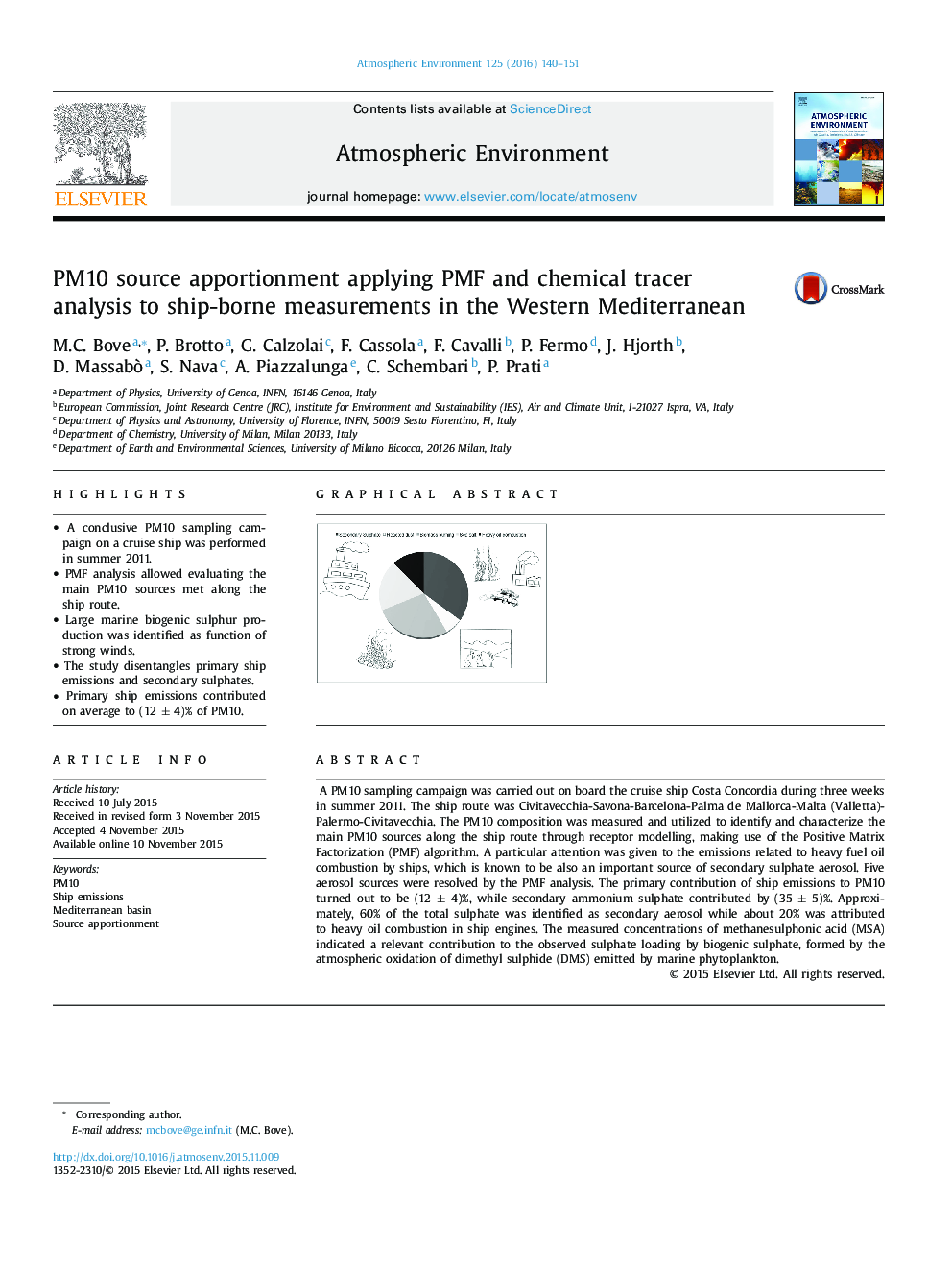 PM10 source apportionment applying PMF and chemical tracer analysis to ship-borne measurements in the Western Mediterranean