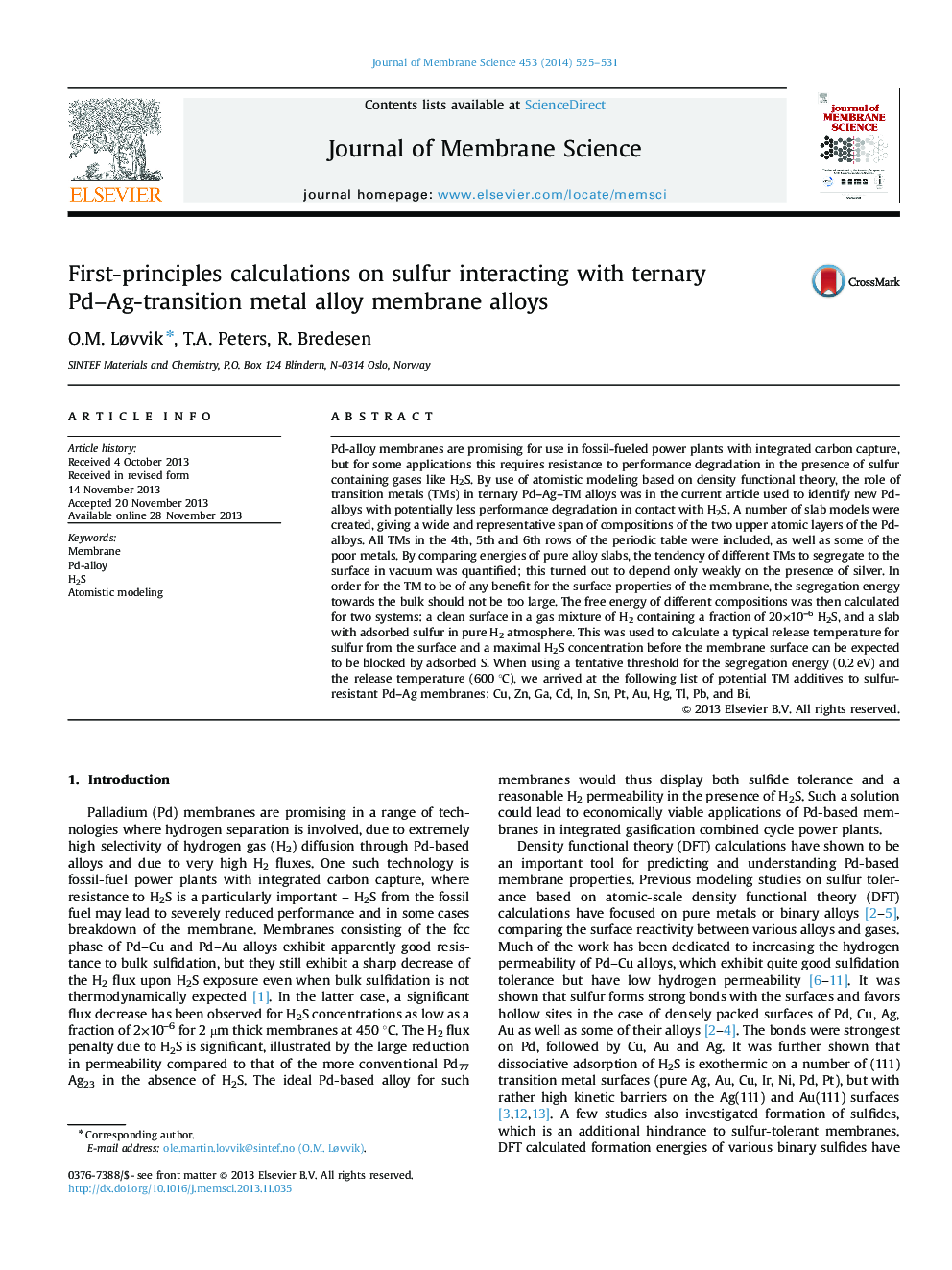 First-principles calculations on sulfur interacting with ternary Pd–Ag-transition metal alloy membrane alloys