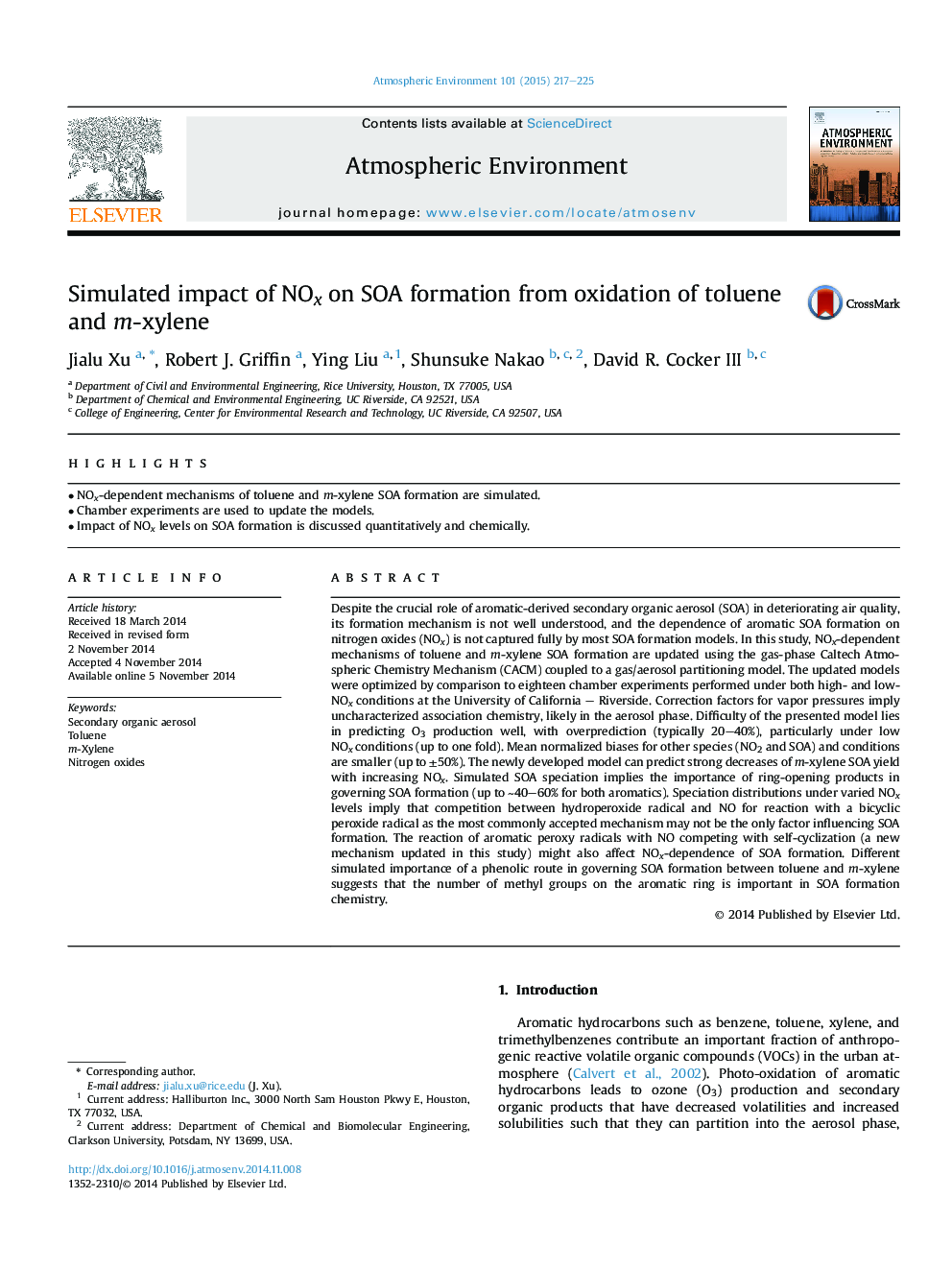 Simulated impact of NOx on SOA formation from oxidation of toluene and m-xylene