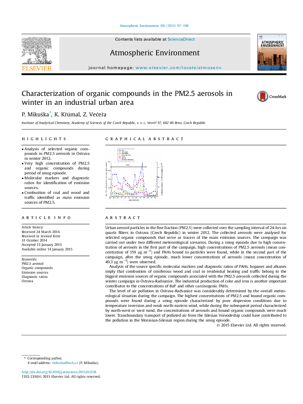 Characterization of organic compounds in the PM2.5 aerosols in winter in an industrial urban area