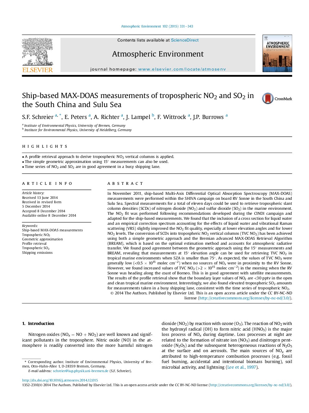 Ship-based MAX-DOAS measurements of tropospheric NO2 and SO2 in the South China and Sulu Sea