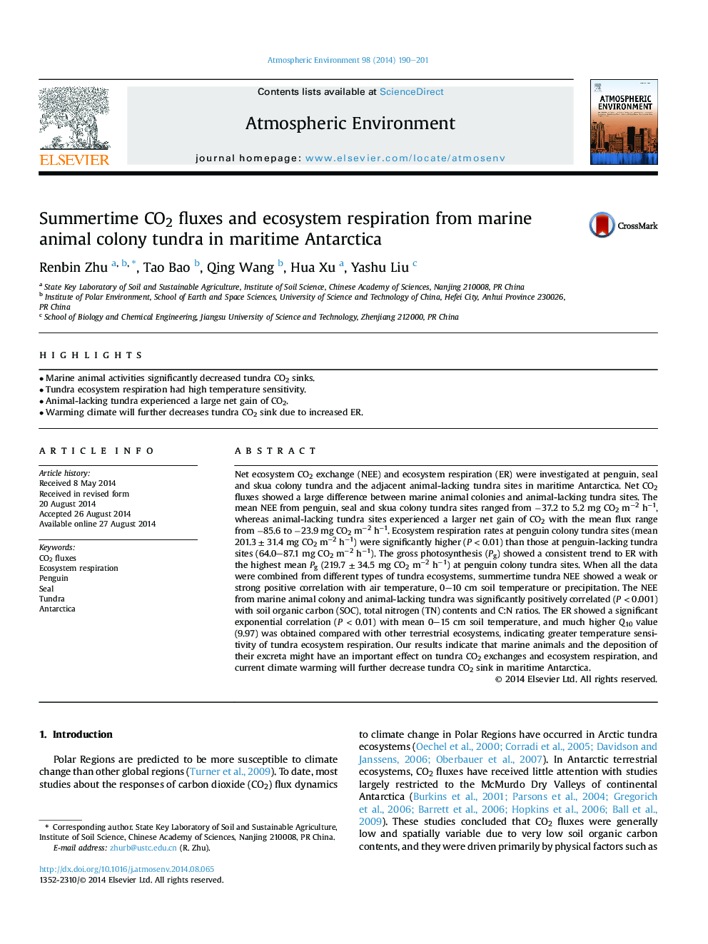 Summertime CO2 fluxes and ecosystem respiration from marine animal colony tundra in maritime Antarctica