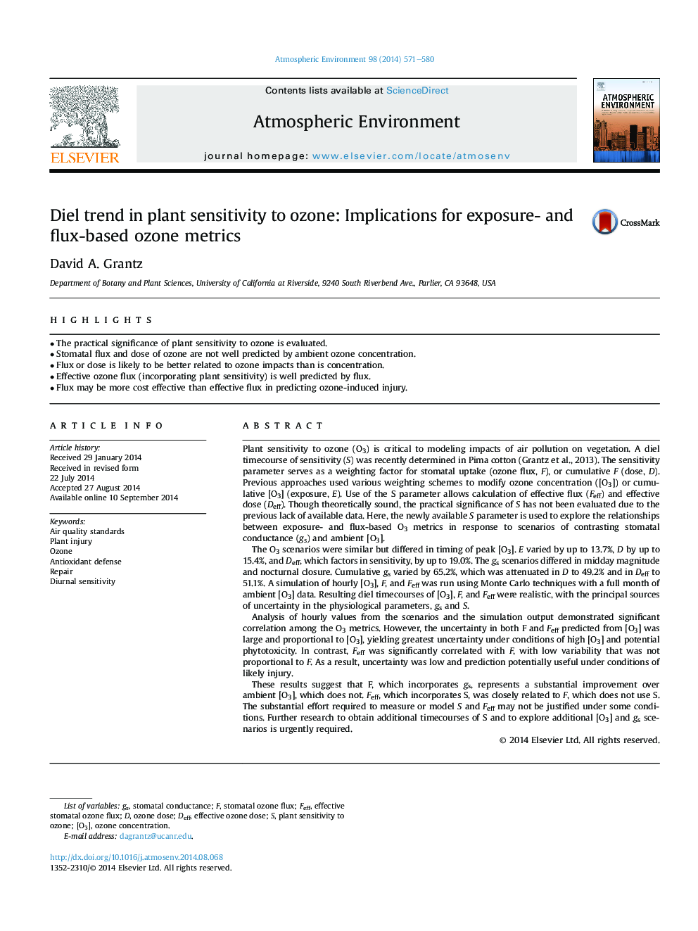 Diel trend in plant sensitivity to ozone: Implications for exposure- and flux-based ozone metrics