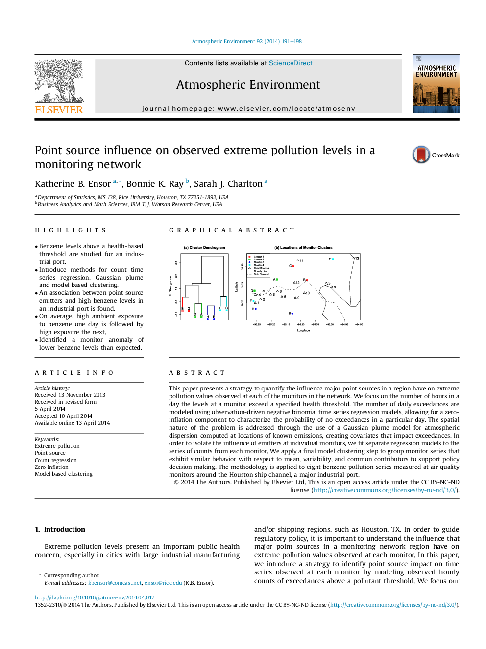 Point source influence on observed extreme pollution levels in a monitoring network