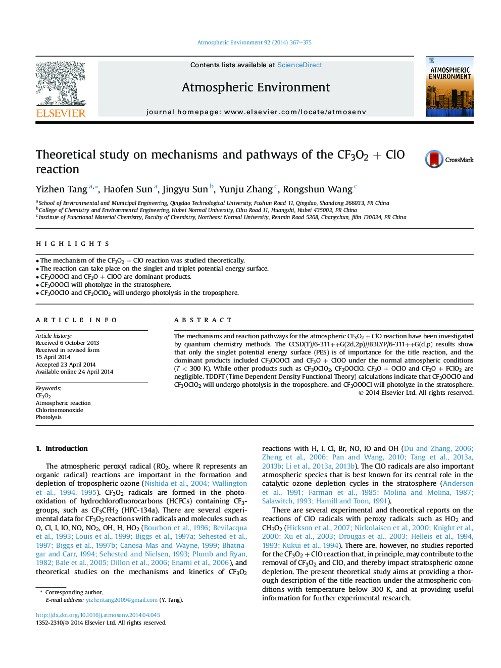 Theoretical study on mechanisms and pathways of the CF3O2Â +Â ClO reaction